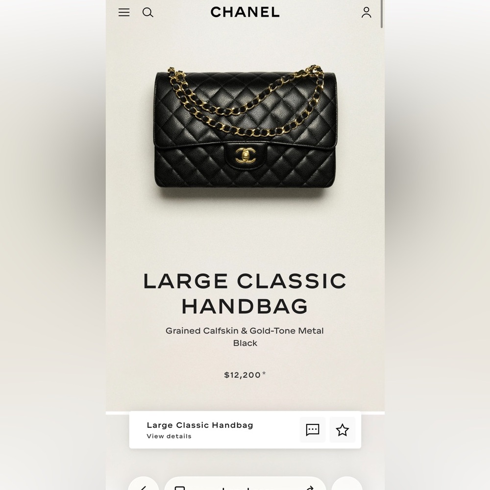 Chanel classic large / jumbo black calfskin shoulder / crossbody / shoulder bag